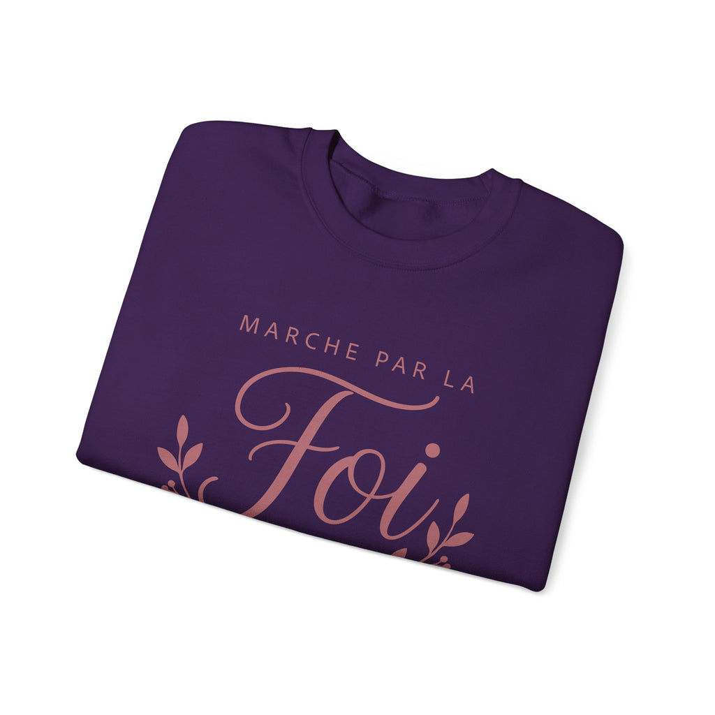 Crewneck Sweatshirt | “Marche par la Foi” Floral French Faith Pullover