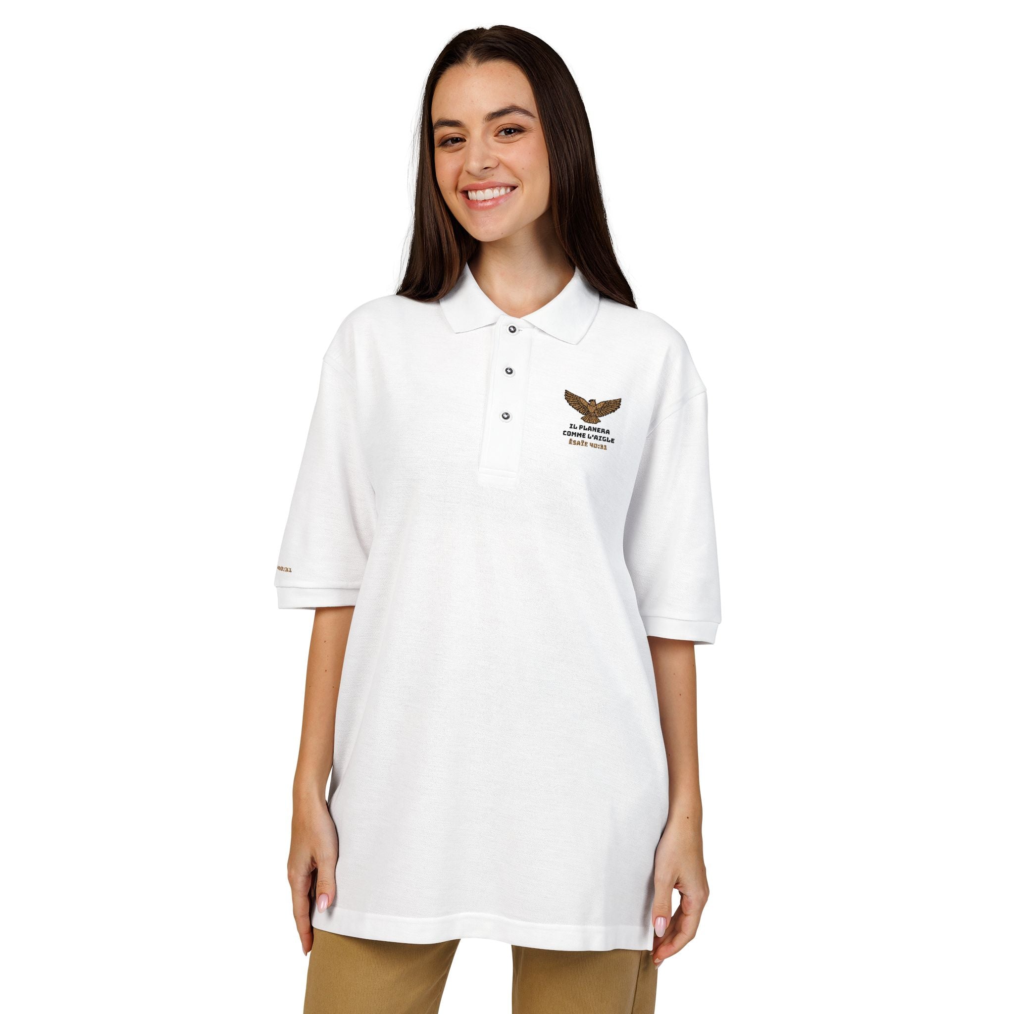 Polo Shirt Dessins brodés Unisex | Il planera comme un aigle