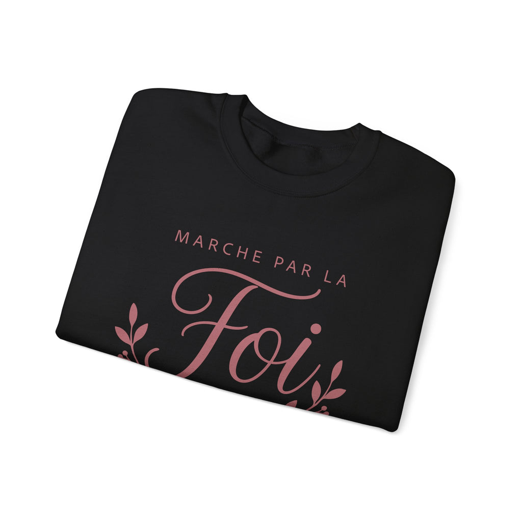 Crewneck Sweatshirt | “Marche par la Foi” Floral French Faith Pullover