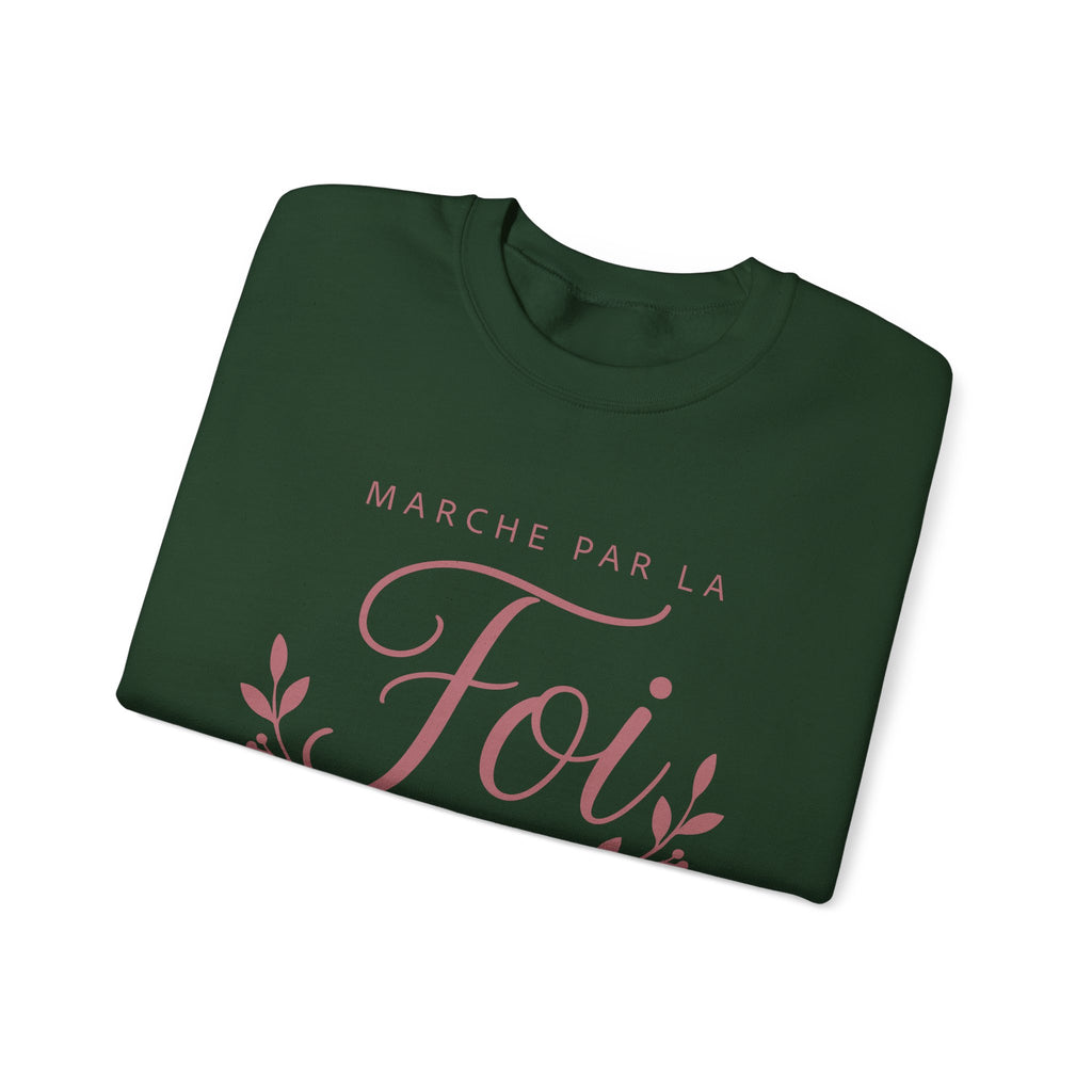Crewneck Sweatshirt | “Marche par la Foi” Floral French Faith Pullover