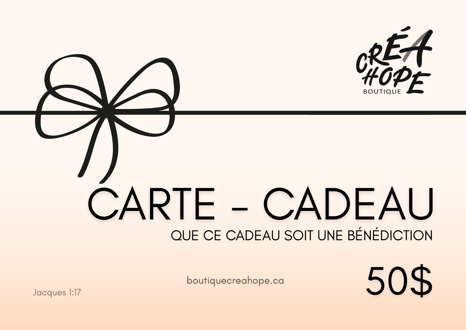 Carte-cadeau virtuelle 10$ | Boutique CréaHope