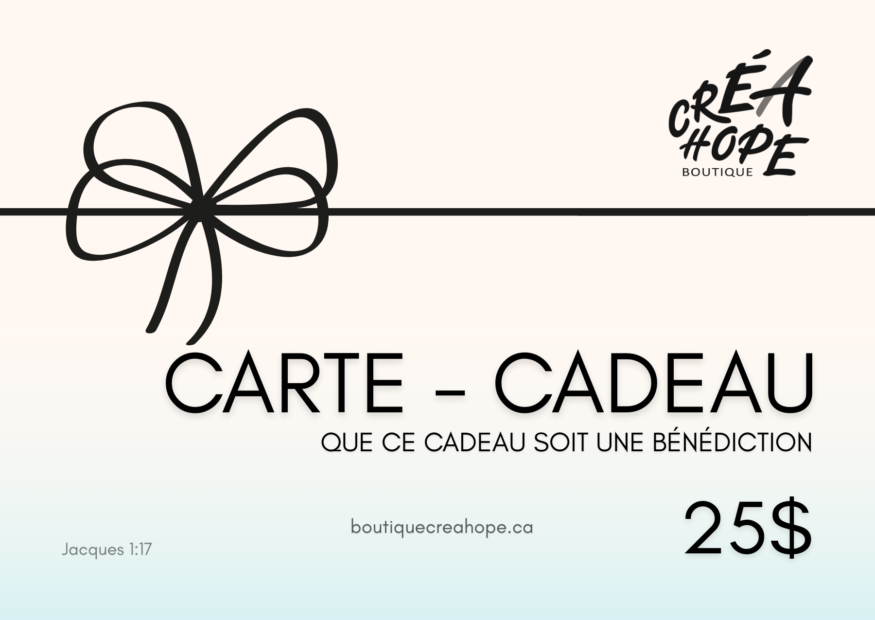 Carte-cadeau virtuelle 10$ | Boutique CréaHope
