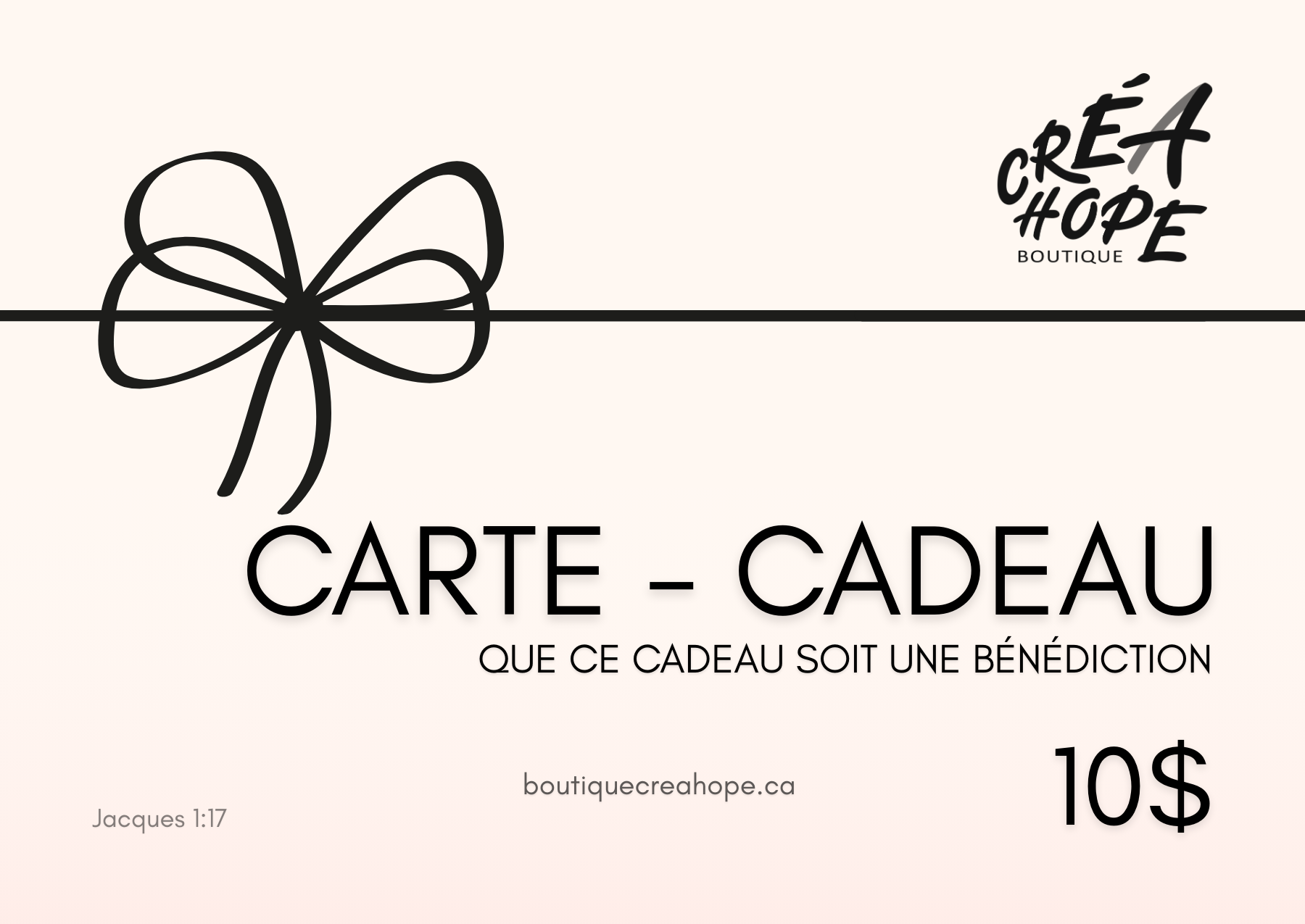 Carte-cadeau virtuelle 10$ | Boutique CréaHope